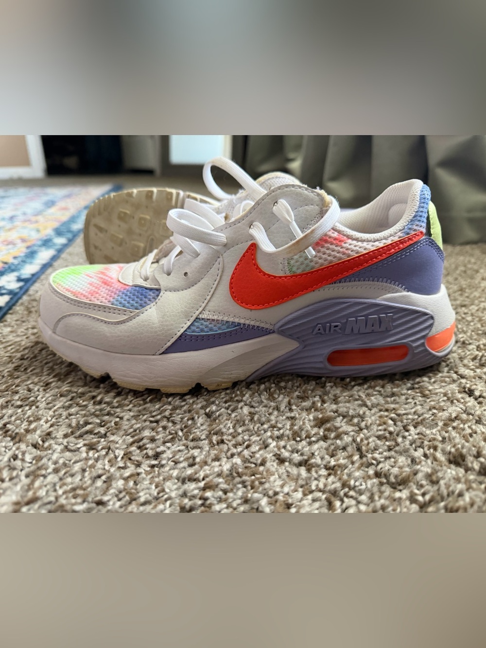 Nike Air Max Excee White Sneakers with Purple, Orange & Lime Accents